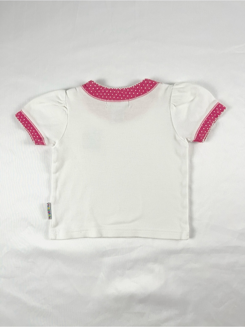 Gymboree Vintage 90s Kids Strawberry Pink White Polka Dot Puff Sleeve Top XS - Picture 2 of 13